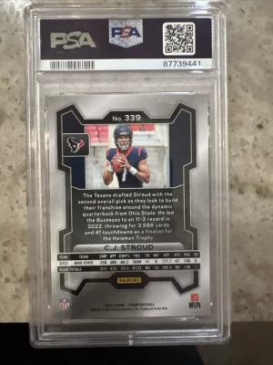 2023 Panin Prizm CJ Stroud RC PSA 10 back